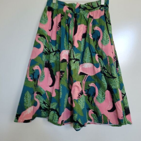 VOODOO VIXEN PINK FLAMINGO VINTAGE INSPIRED TWIRL A LINE SKIRT XS EXTRA SMALL - Picture 6 of 7